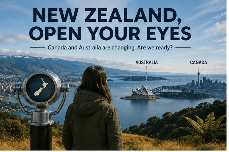 New Zealand immigration policy review comparing Canada and Australia on population growth, housing and infrastructure.