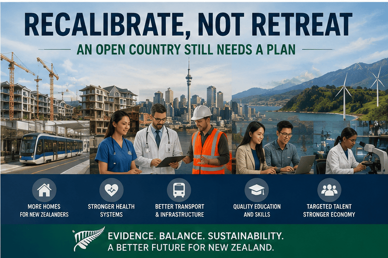 New Zealand balancing immigration, housing, healthcare, transport, education and skilled talent for sustainable growth.